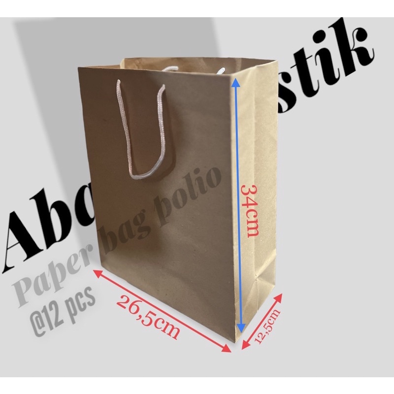 

PAPER BAG POLOS POLIO/TAS KERTAS TANGGUNG/SHOPPING BAG@12pcs