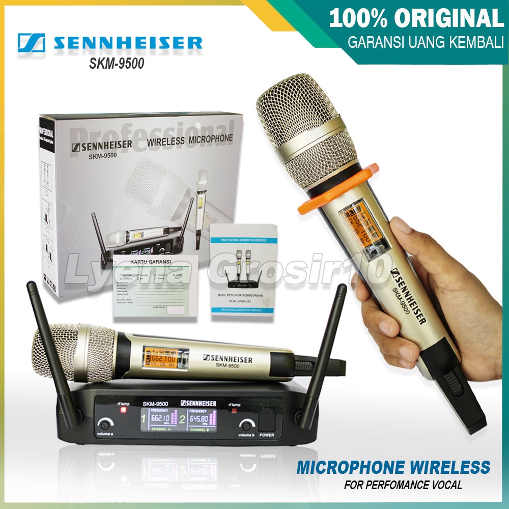 MIC WIRELESS SENNHEISER SKM 9500 MICROPHONE WIRELESS 2 HANDHELD MIK VOCAL KARAOKE SKM9500 SKM 9500