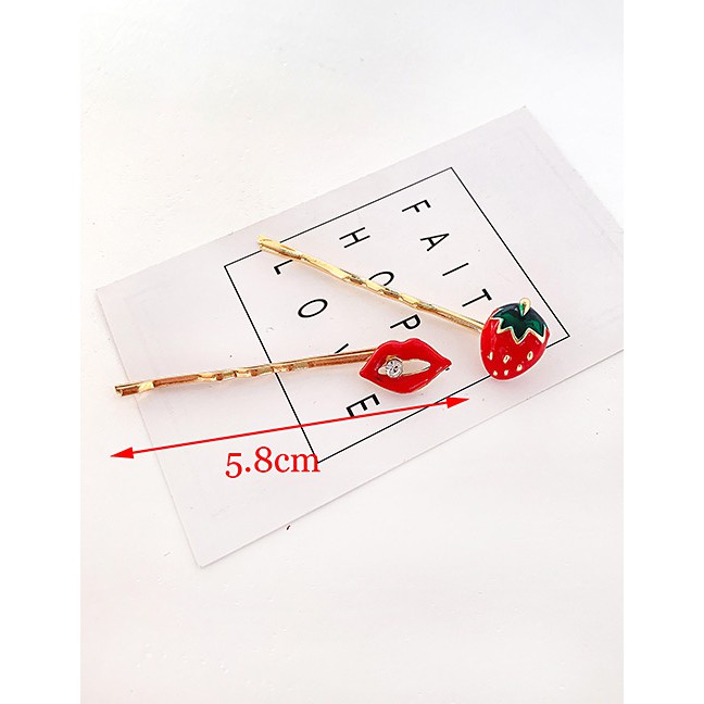 LRC Jepit Rambut Fashion Strawberry Alloy Fruit Hairpin F56116