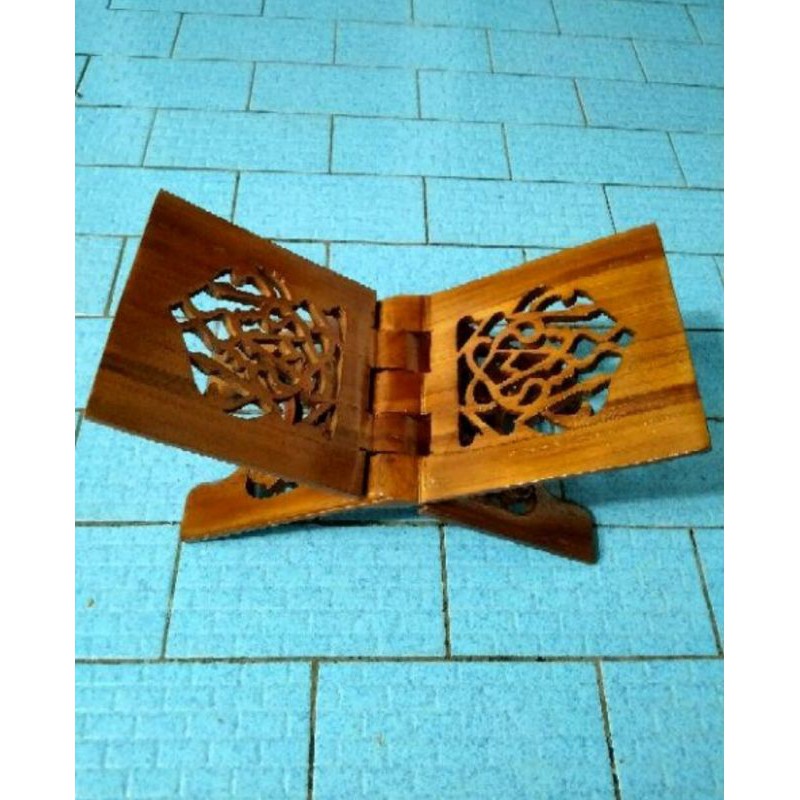 Rekal Meja Tempat baca al-quran kayu jati uk 18 cm asli jepara rekal ukir jepara kayu jati