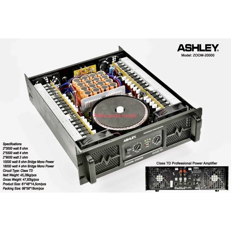 power amplifier ashley zoom20000 class TD 18000 watt