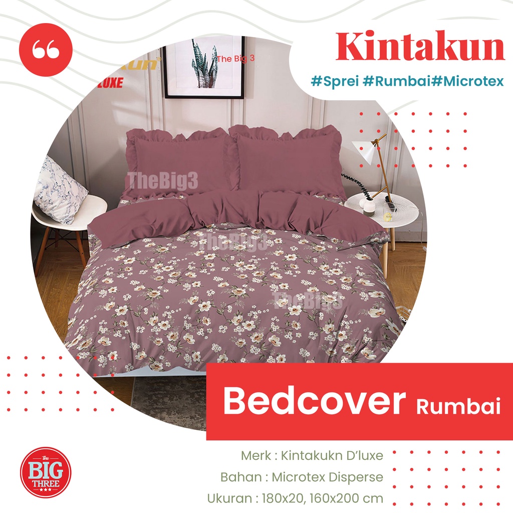 KINTAKUN Bedcover + Sprei Rumbai 180x200 / 160x200 - Aalborg Ambar Amina Arfana Bakula Bena Celestia Elva Gemi Marma Nadhar Radeva Rafly Shakila Tiwi Wana Adira Alisa Akma  - King 180 160 Queen BC