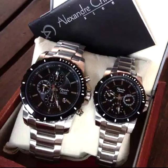 Alexandre christie original ac6141 silver plat hitam