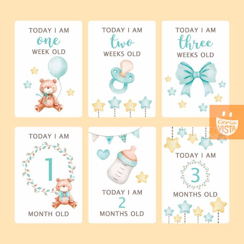 Wobbox Baby Monthly Milestone Card, Record 012 Months Growth And Other