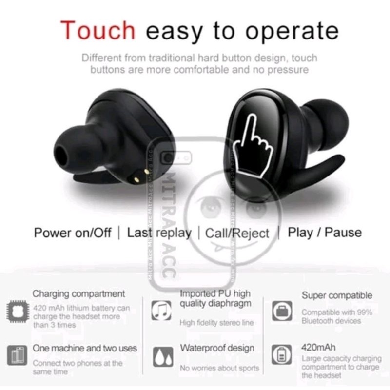 Headset Bluetooth TWS 4 Stereo Wireless earphone