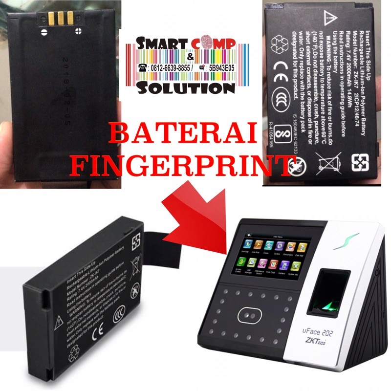 Baterai Mesin Absensi Fingerprint ZKTeco uFace202 Lithium Battery Zk-Ik7