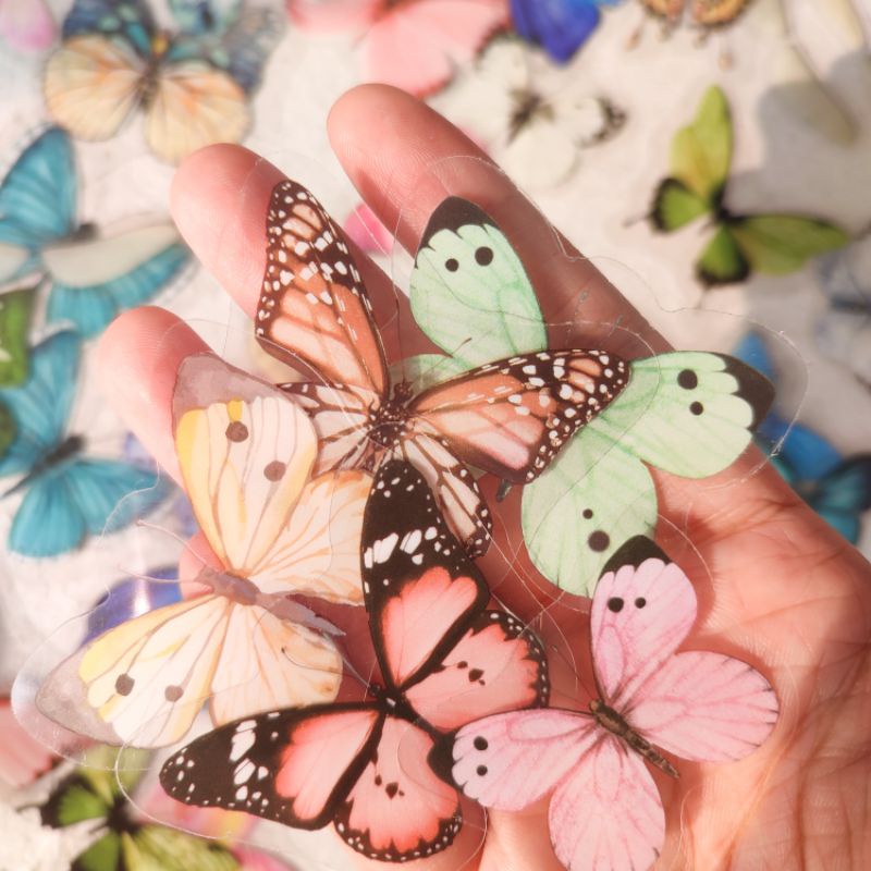 

15pcs butterfly PET Stickers / stiker kupu-kupu transparent