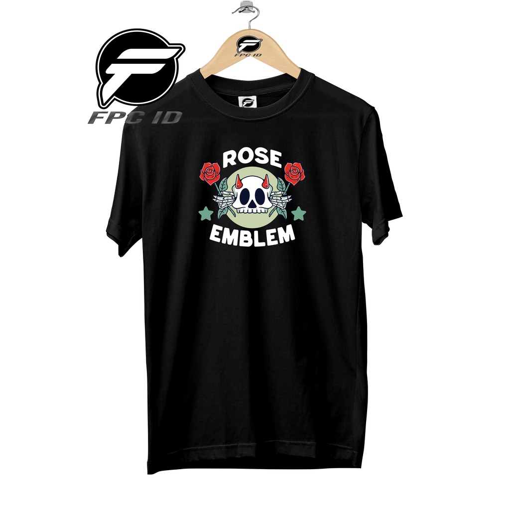 Kaos Distro Rose Emblem Cotton Combed 30s Baju Atasan Pria T Shirt Wanita Jumbo Oversize Pilihan Favorit Fpc Id