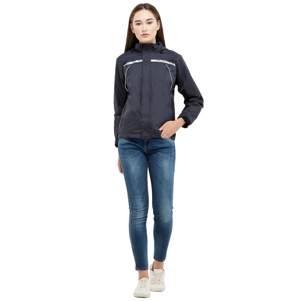 ZOLEKA Calma Jaket Motor Packable Tahan Angin Wanita - Grey Black-3