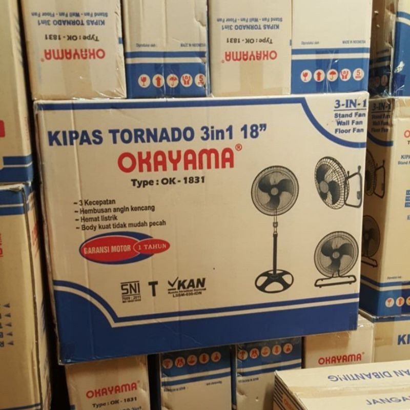 Kipas Angin Besi Tornado OKAYAMA  3in1 18'inc type  OK-1831