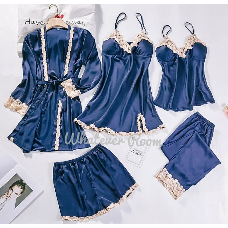 Agnole - Sexy Lingerie Kimono 5 in 1 Set Sleepwear