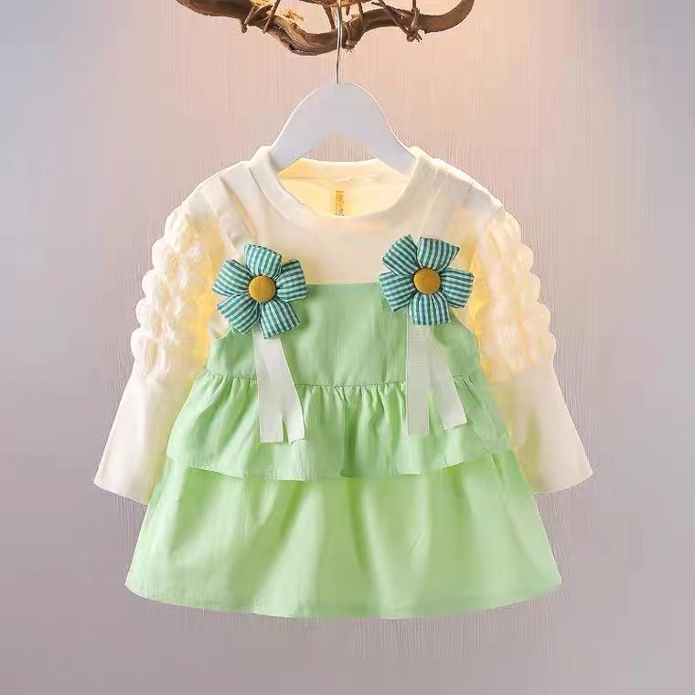 【Happy Baby】0-4Tahun QZ-94  Dress  anak perempuan/Gaun putri lengan panjang  Fashion Anak