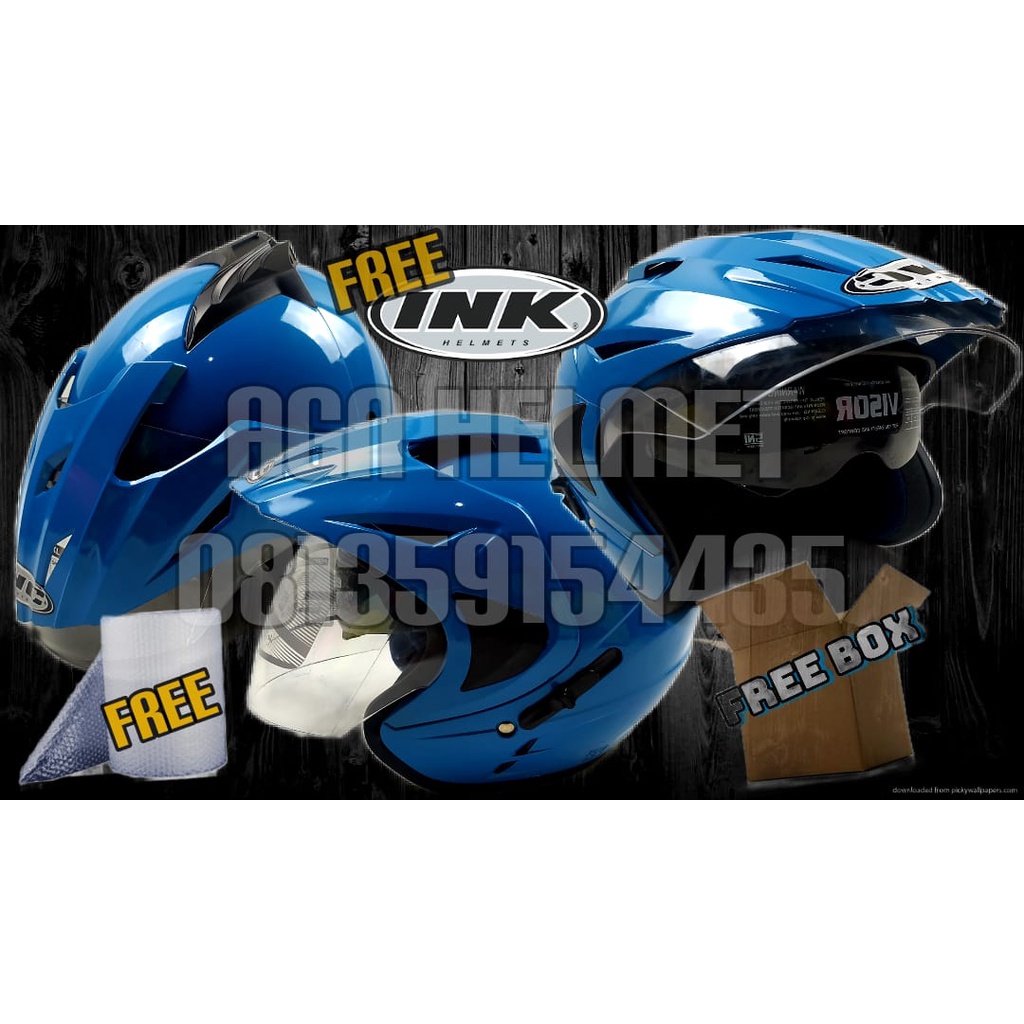 INK HELM MODEL INK JP8 DOUBLE VISOR BIRU MUDA KW bukan cargloss,bogo,kyt