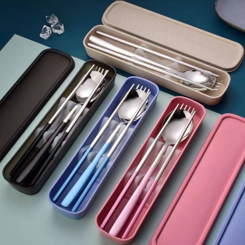 SENDOK GARPU SUMPIT KOREA GOLD SET TRAVEL CUTLERY SET ALAT MAKAN