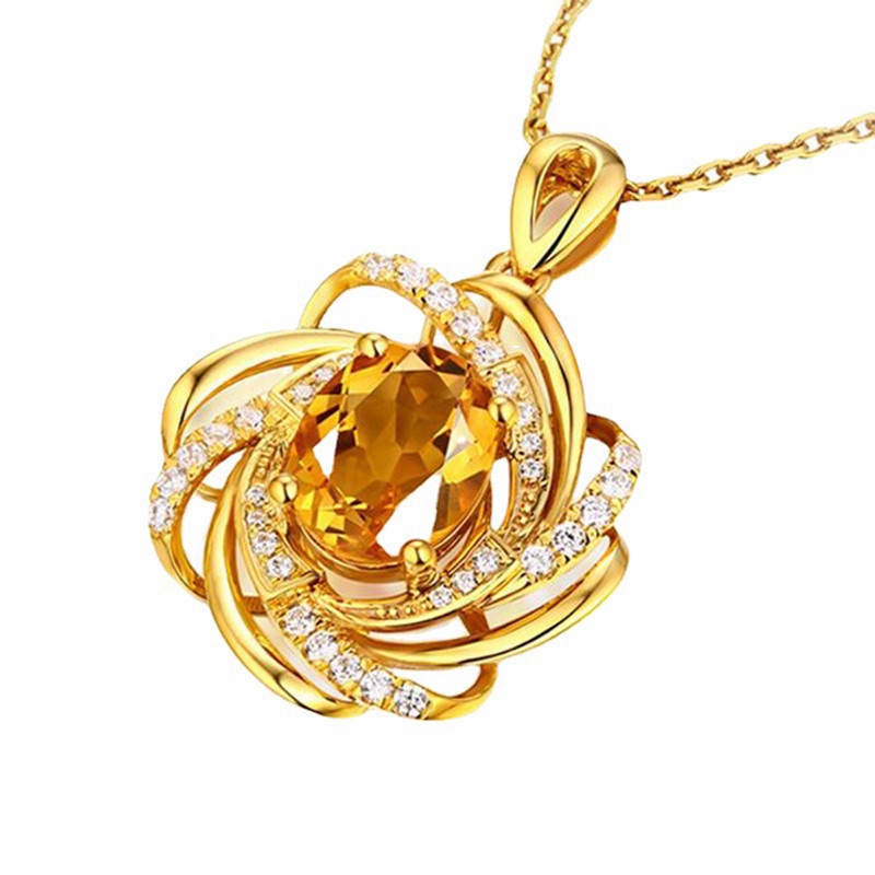 Kalung 925 Sterling Silver Gold 18k Dengan Liontin Bunga Topaz Sapphire Citrine Untuk Pernikahan