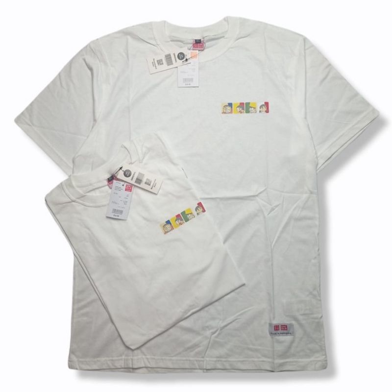 T-shirt Black dan putih Uniqlo Nobita / baju distro atasan terpopuler terlaris pria wanita pakaian dewasa unisex-Nobita putih