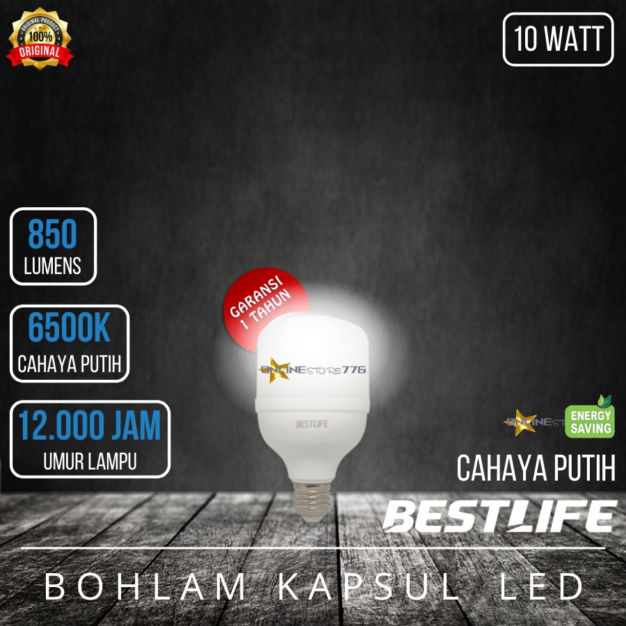 BOHLAM LED BESTLIFE 10WATT / LAMPU LED BESTLIFE TBULB CAPSULE 10W / BOHLAM LAMPU LED 10W / CAHAYA PUTIH / GARANSI 1 TAHUN