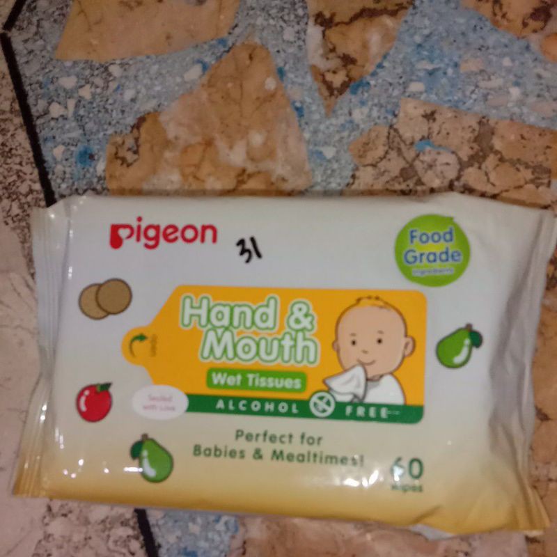 Pigeon Baby Hand and Mouth Wipes Tissue [60 Wipes]