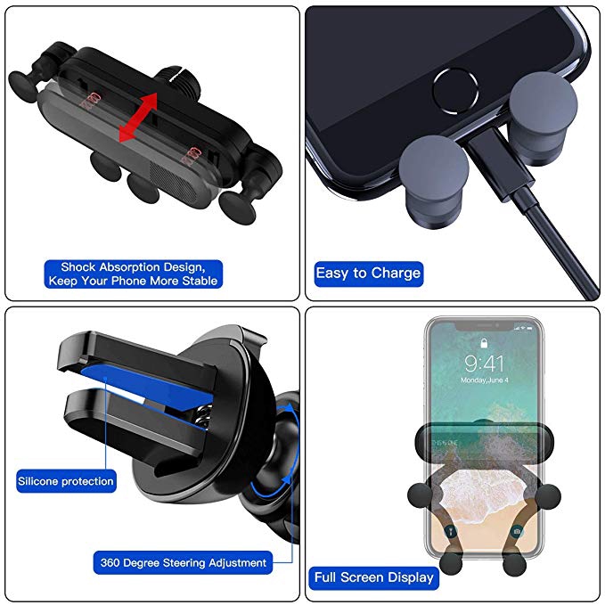 Universal Auto Grip Car Phone Mount Holder Gravity Air Vent Car Auto Clamping Stand