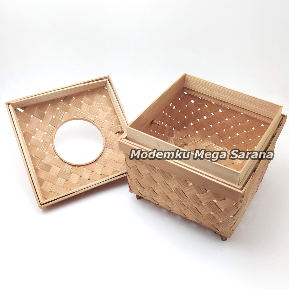 Box Kotak Tisu Anyaman Bambu 11x11x11 cm