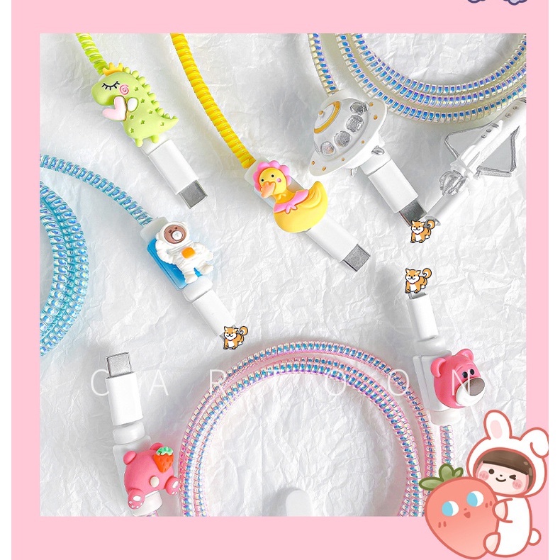 Pelindung Kabel Charger Universal Motif Kartun Lucu Untuk Apple / Android