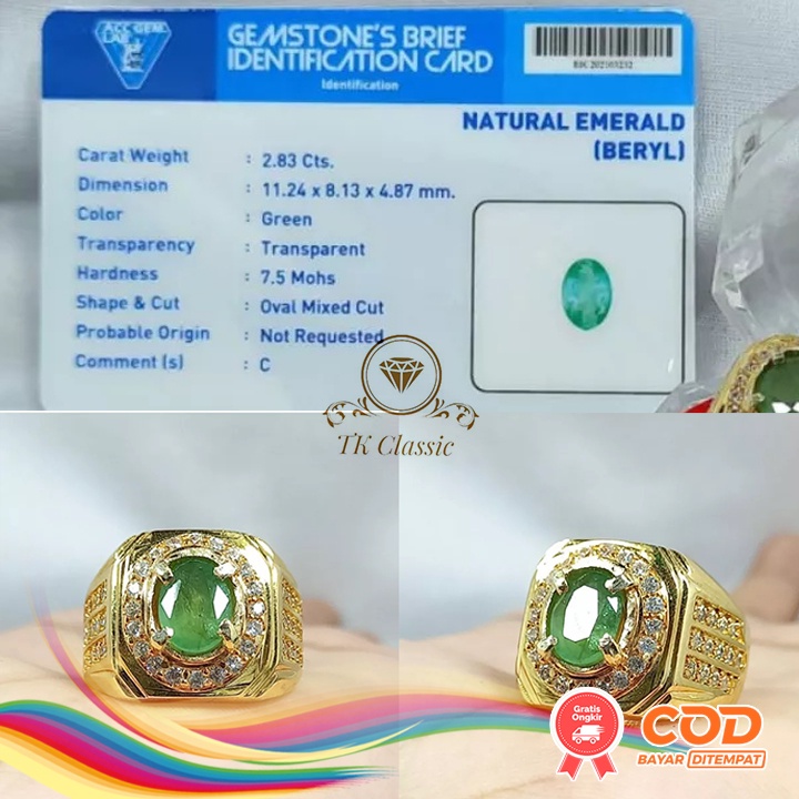 BATU ZAMRUD COLOMBIA BERSERTIFIKAT MEMO ASLI NATURAL