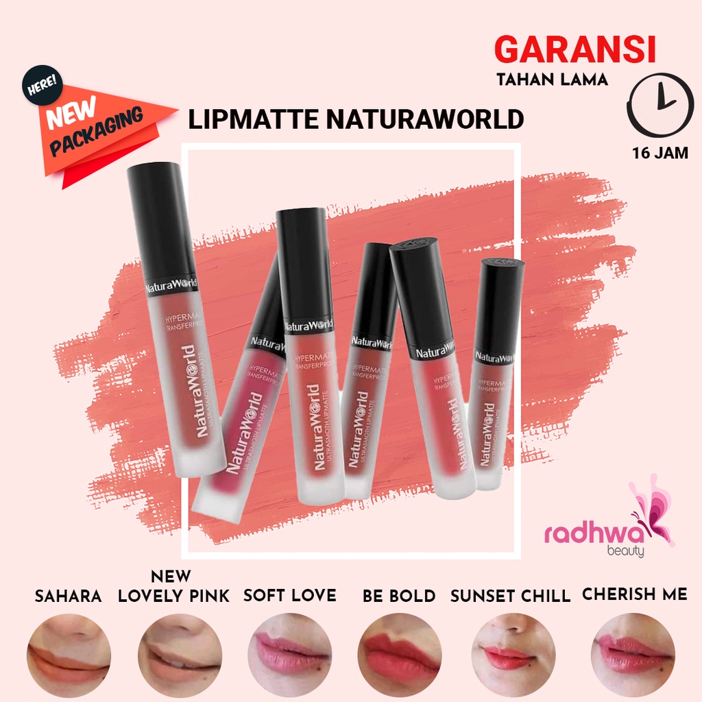 Lipstik Natura World Lipmatte Hypermatte Transferproof Naturaworld Lipstick Long lasting Tahan Lama