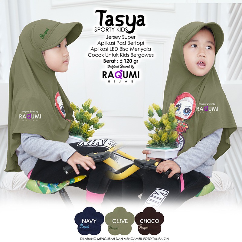 [ Original Raqumi ] Tasya Sporty Kids Hijab Anak Perempuan Hijab Kids Sport Tasya Raqumi