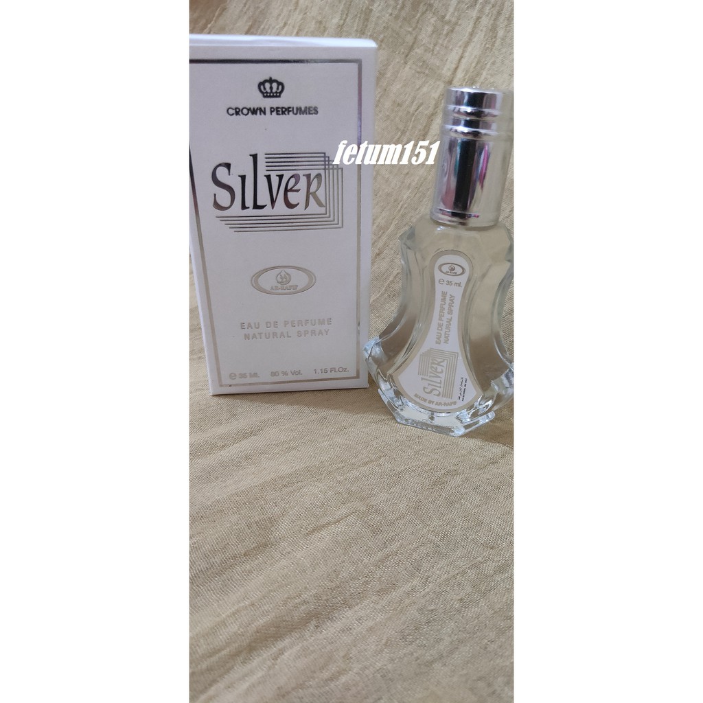parfum arrafif spray silver 35ml minyak wangi spray arrafif silver 35ml