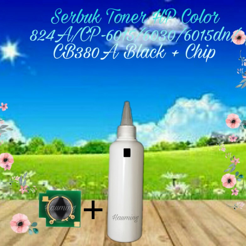 Serbuk Toner Color HP 824A CP6015 CP6030 CP6040 CP6015N CP-6015 6030 6040 CB380A Black + Chip