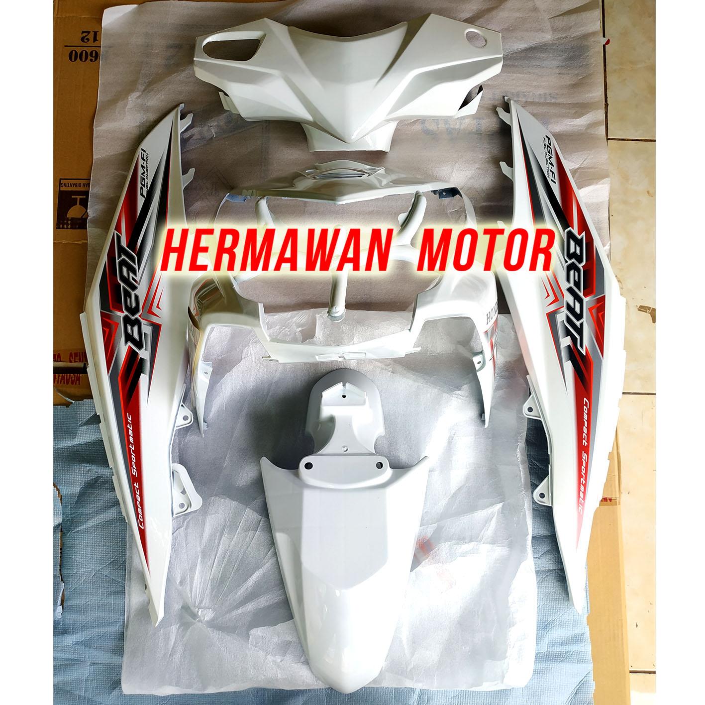 Super Murah Body Motor Honda Beat Fi Th 2013 2015 Warna Putih Dan Stiker Merah Shopee Indonesia