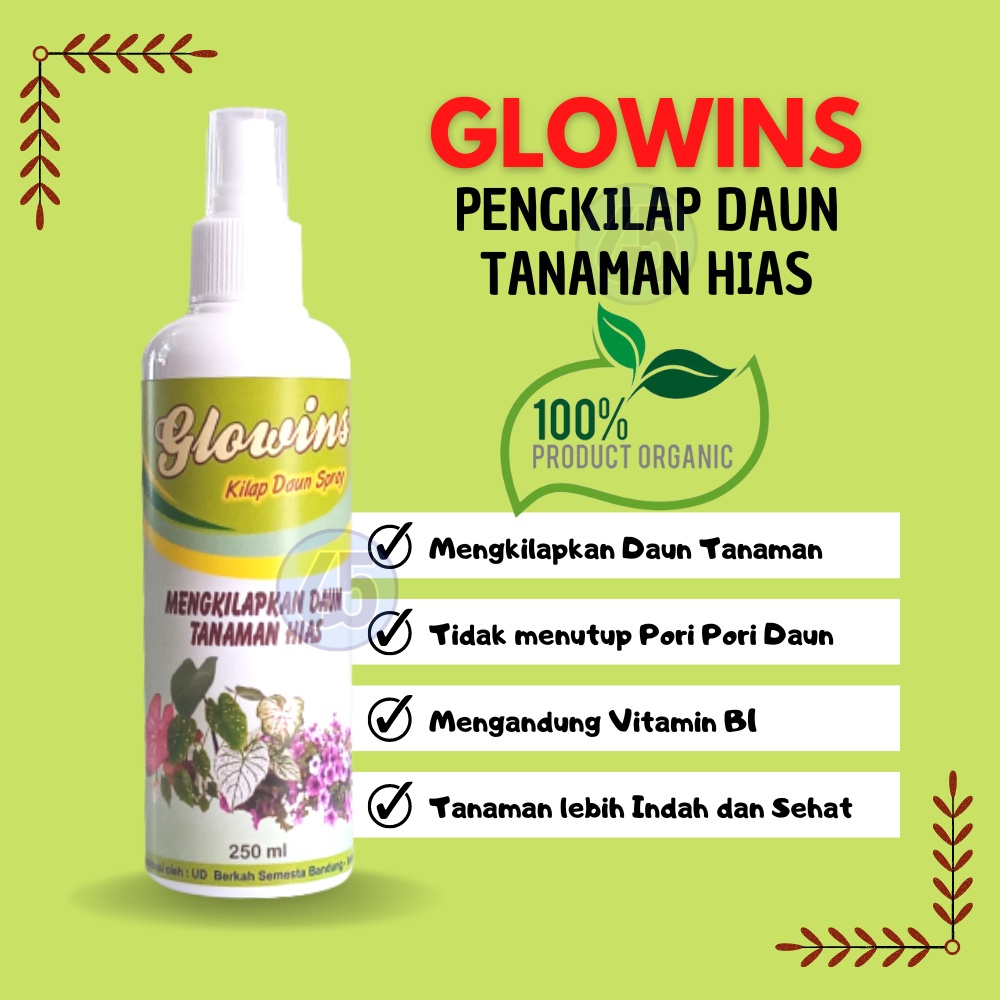 Glowins Spray 250 ml Cairan Pengkilat Daun Pengkilap Daun Aglonema dan Tanaman Hias Kilap Daun Memba