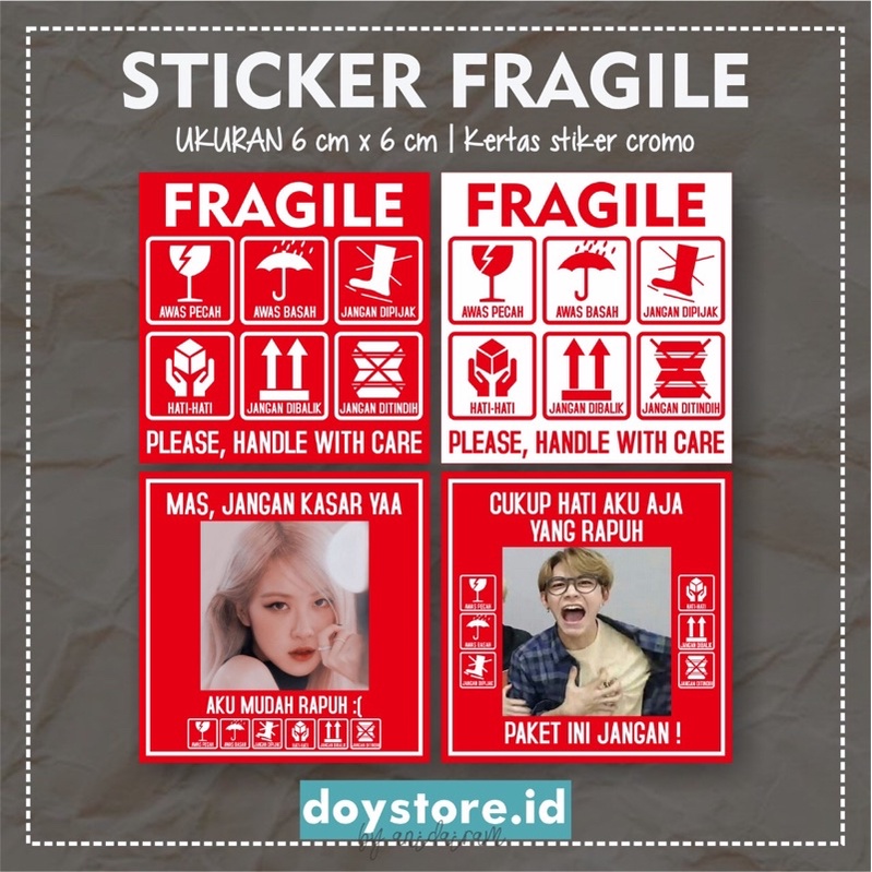 [BACA DESKRIPSI] Stiker Fragile Jangan Dibanting Lucu | Stiker Thank you Murah