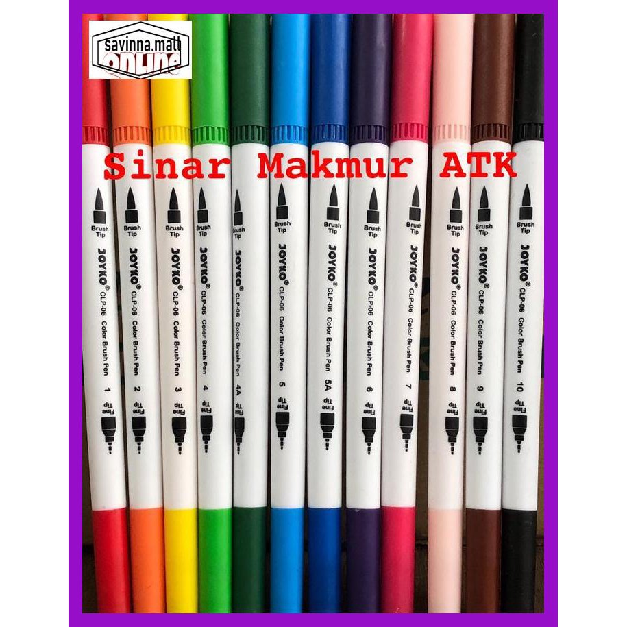 

U0Uo879- 12 Color Brush Pen / Pena Kuas 12 Warna Joyko Clp-06 Y7Ry688-