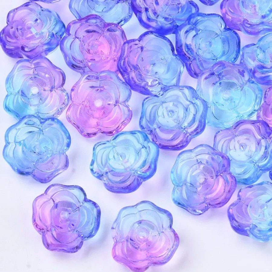 ISI 10PCS MANIK MOTE KACA ROSE TWO TONE BAHAN KERAJINAN TANGAN DIY CANTIK BERKUALITAS