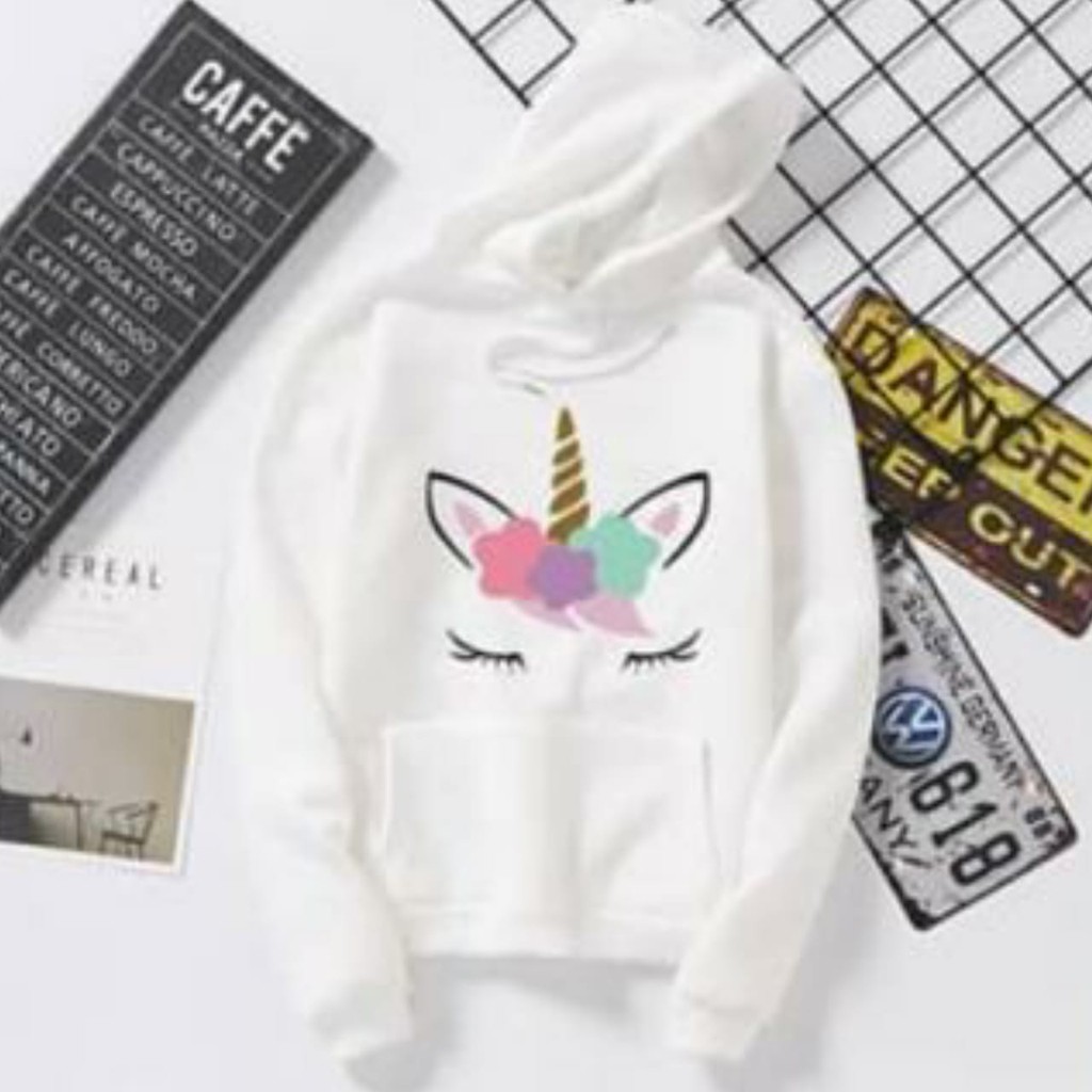 HOODIE UNICORN RAINBOW / HOODIE WANITA TEBAL