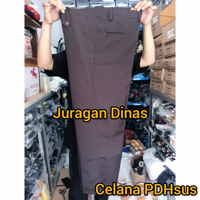 Celana PDH Satpam PDHsus coklat tua bahan twis licin - 28