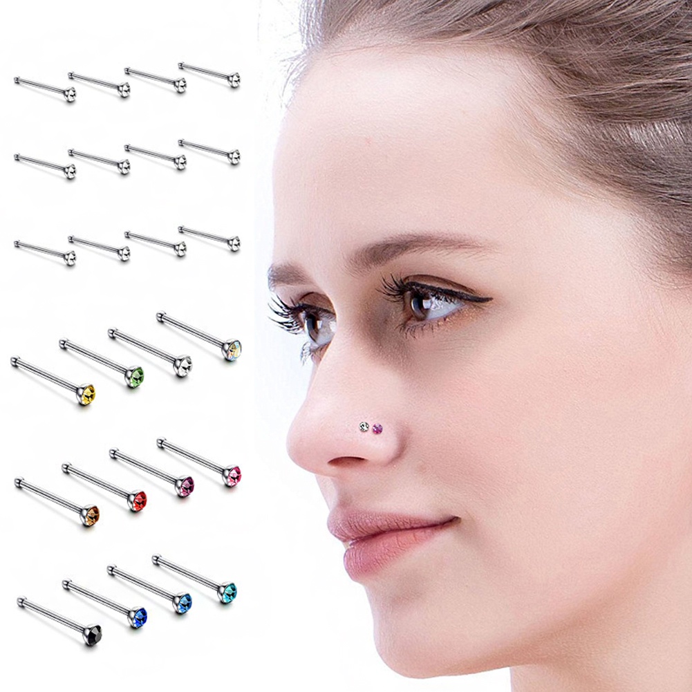 36pcs Cincin Tindik Hidung Bahan Stainless Steel Titanium Steel Ukuran 1.5mm