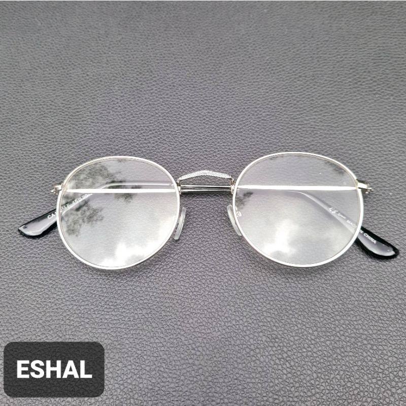 Kacamata Hitam Oval Gaya Pria Dan Wanita - Kacamata Fashion Milenial-Silver Bening