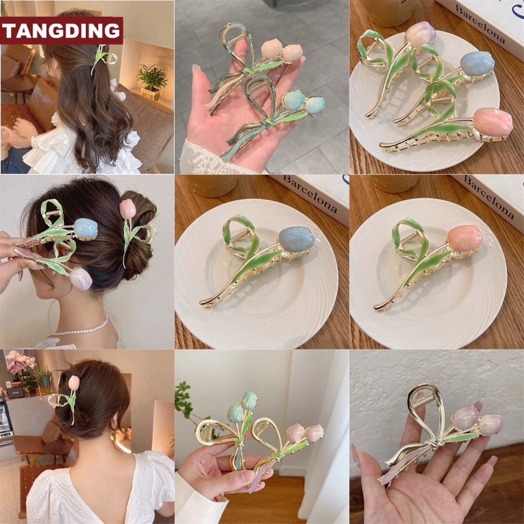 【COD Tangding】Jepit Rambut Bentuk Bunga Tulip Ganda Gaya Korea Untuk Wanita