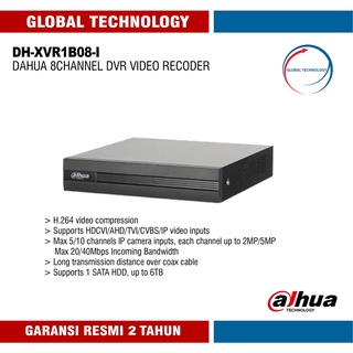 DVR DAHUA DH-XVR1B08-I COOPER supports HDCVI/AHD/TVI/CVBS/IP 8 channel