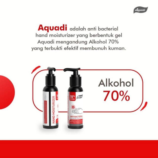 AQUADI ANTI BACTERIAL HAND SANITIZER MOISTURIZER 70% ALCOHOL - 100ml