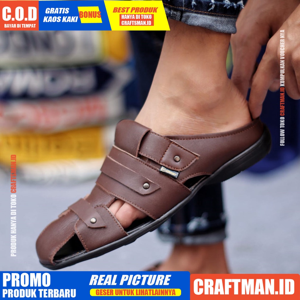 CRAFTS X TUTONG Sandal Kulit Pria Sepatu Bustong Casual Pria