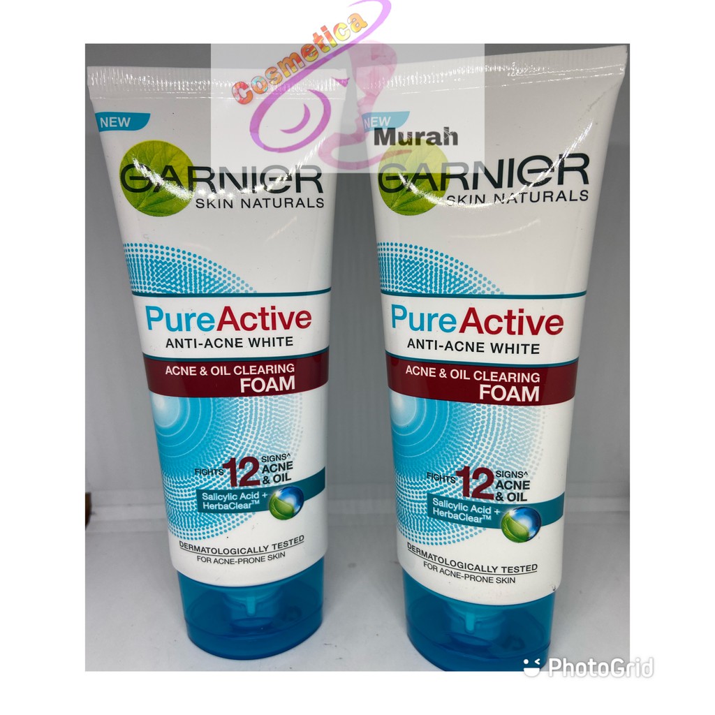 [ 100 ml gel cleanser ] garnier pure active foam / cuci muka garnier khusus wajah oily dan jerawat