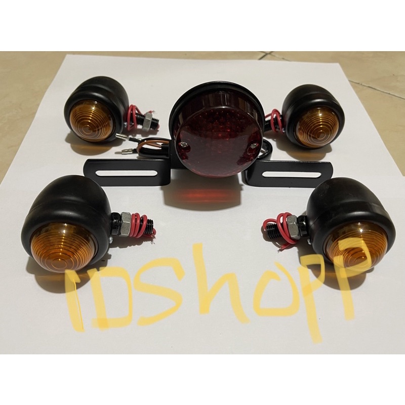 Paket Lampu stop Tralis besi Plus Sen Tralis Custom / Stop Tralis Clasic Custom Motor