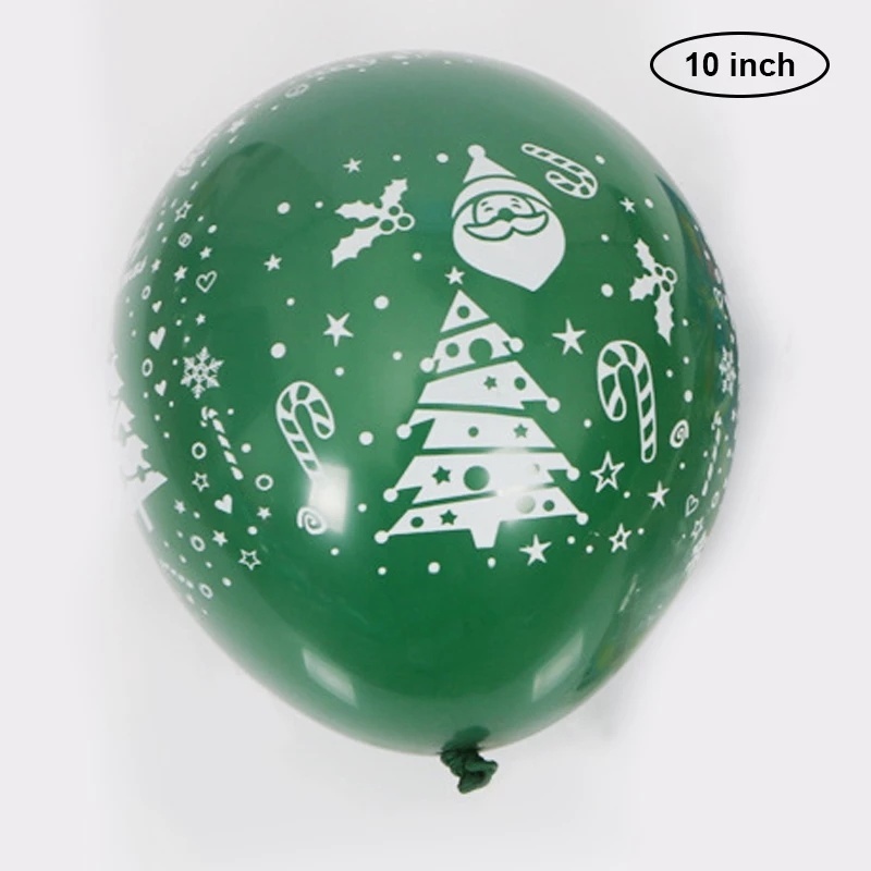 10Pcs Pack Red and Green Color Christmas Latex Print Balloons/ CHristmas Decorations for Santa Claus