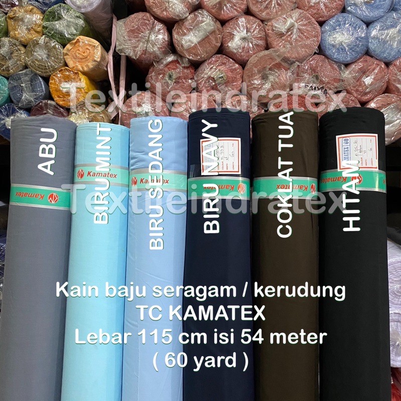 ( per 1 roll ) Kain katun jepang TC KAMATEX rollan lebar 115 cm isi 54 meter bahan baju kemeja seragam sekolah sd smp sma smk kerja gamis koko kaftan kerudung hijab jilbab lapisan masker craft kerajinan tangan kain kafan schrunchie schruncie