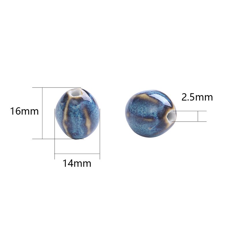 5Pcs 16X14 Mm Biji Melon Berbentuk Bunga Glasir Keramik Porselen Manik-manik untuk Membuat Perhiasan Aksesoris DIY Gelang Kalung Anting-Anting