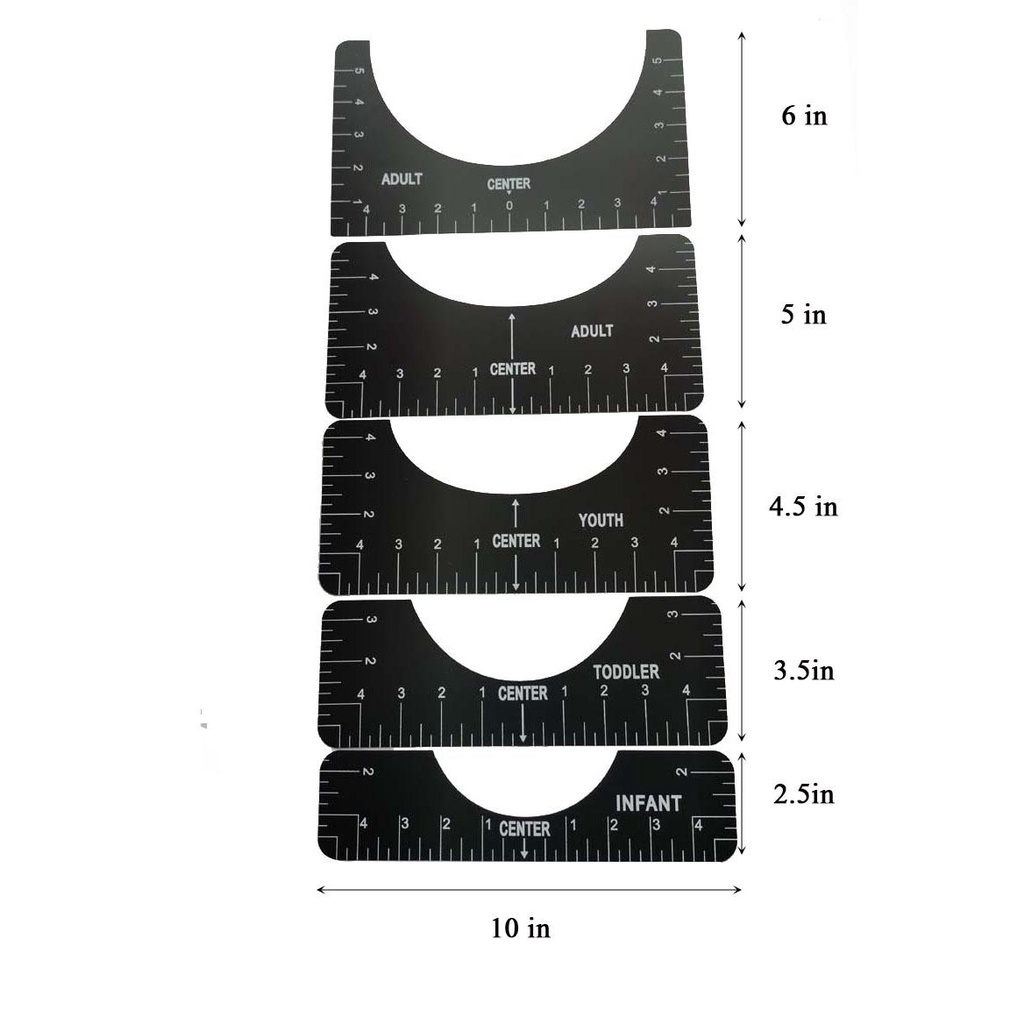 Lanfy T-Shirt Alignment Ruler 5pcs PVC Jahit DIY Gambar Template Desain Pakaian Penggaris Pengukur