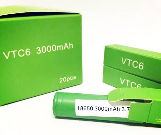 Baterai 18650 VTC6 3000mAh 20a flat top 18650 sony VTC 6 free case battery